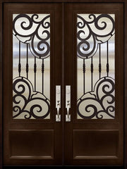 WDMA 72x96 Door (6ft by 8ft) Exterior 96in Barcelona 3/4 Lite Double Wrought Iron Entry Door 1