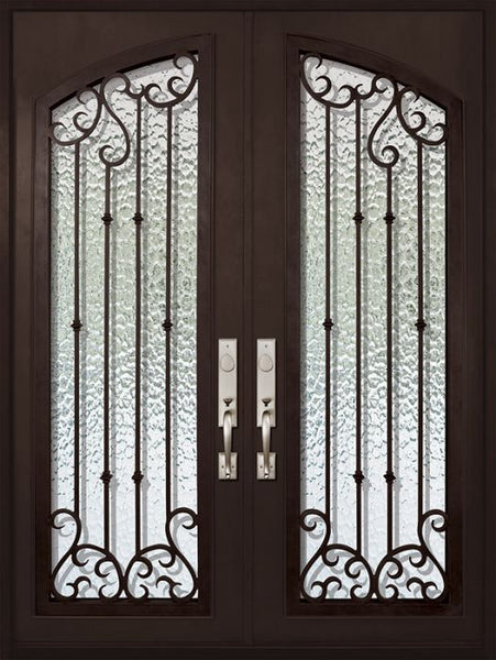 WDMA 72x96 Door (6ft by 8ft) Exterior 96in Valencia Full Arch Lite Double Wrought Iron Entry Door 1