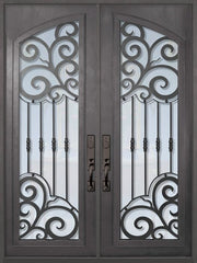 WDMA 72x96 Door (6ft by 8ft) Exterior 96in Barcelona Full Arch Lite Double Wrought Iron Entry Door 1