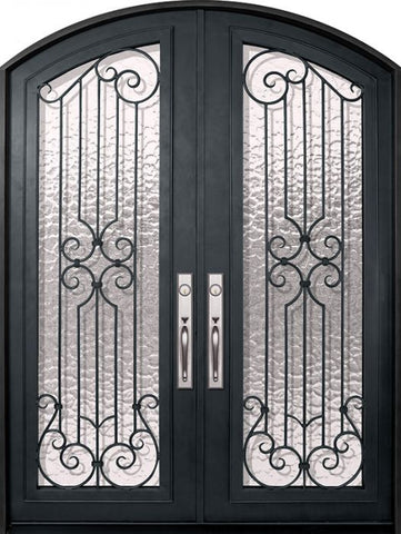 WDMA 72x96 Door (6ft by 8ft) Exterior 96in Milano Full Lite Arch Top Double Wrought Iron Entry Door 1