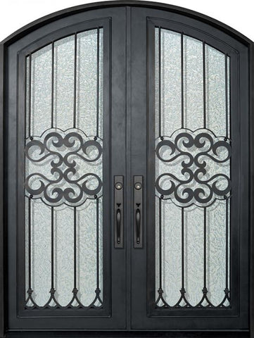 WDMA 72x96 Door (6ft by 8ft) Exterior 96in Tivoli Full Lite Arch Top Double Wrought Iron Entry Door 1