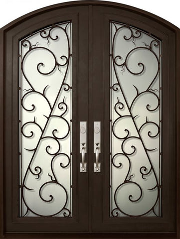 WDMA 72x96 Door (6ft by 8ft) Exterior 96in Bellagio Full Lite Arch Top Double Wrought Iron Entry Door 1