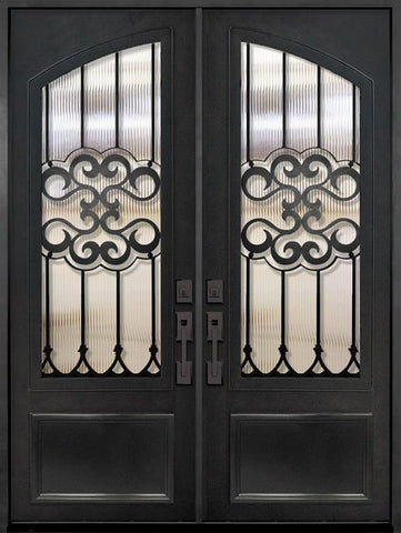 WDMA 72x96 Door (6ft by 8ft) Exterior 96in Tivoli 3/4 Arch Lite Double Wrought Iron Entry Door 1