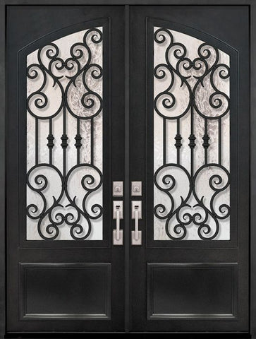 WDMA 72x96 Door (6ft by 8ft) Exterior 96in Marbella 3/4 Arch Lite Double Wrought Iron Entry Door 1