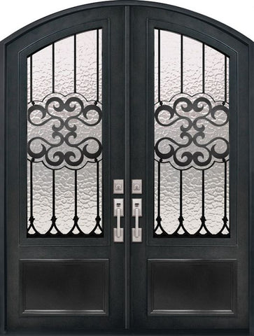 WDMA 72x96 Door (6ft by 8ft) Exterior 96in Tivoli 3/4 Lite Arch Top Double Wrought Iron Entry Door 1