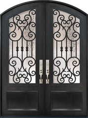WDMA 72x96 Door (6ft by 8ft) Exterior 96in Marbella 3/4 Lite Arch Top Double Wrought Iron Entry Door 1