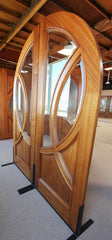 WDMA 72x96 Door (6ft by 8ft) Exterior Mahogany Round Top Solid Double Doors with Glass 3