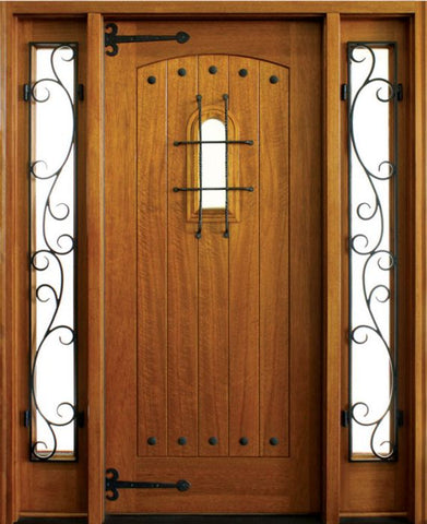 WDMA 74x80 Door (6ft2in by 6ft8in) Exterior Mahogany Chancery Single/2Sidelight w Speakeasy Tuscany 1