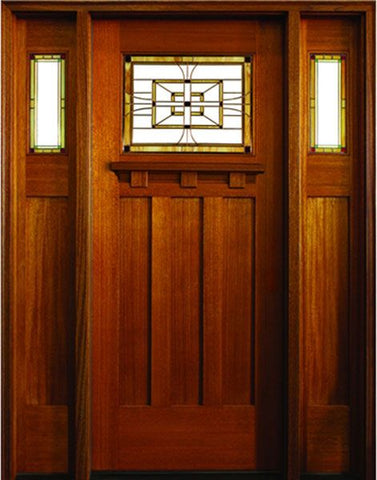 WDMA 74x80 Door (6ft2in by 6ft8in) Exterior Mahogany Woodring Leaded Glass Single/2Sidelight Tuscany 1