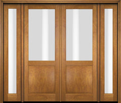 WDMA 76x80 Door (6ft4in by 6ft8in) Exterior Swing Mahogany 1/2 Lite Double Entry Door Full Sidelights 1