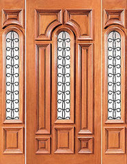 WDMA 78x96 Door (6ft6in by 8ft) Exterior Mahogany Center Arch Lite Entry Door with Two Sidelights 1