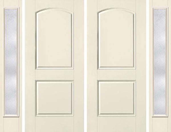 WDMA 80x80 Door (6ft8in by 6ft8in) Exterior Smooth 2 Panel Soft Arch Star Double Door 2 Sides Rainglass Full Lite 1