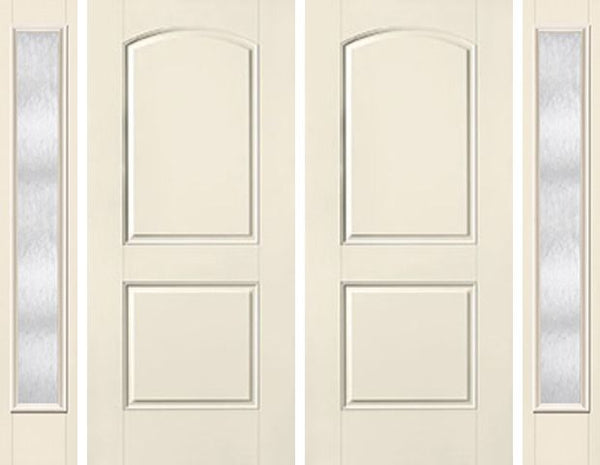 WDMA 80x80 Door (6ft8in by 6ft8in) Exterior Smooth 2 Panel Soft Arch Star Double Door 2 Sides Chord Full Lite 1