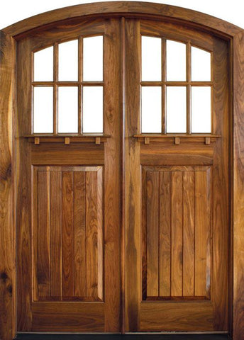WDMA 84x80 Door (7ft by 6ft8in) Exterior Mahogany Craftsman Linville 6 Lite Impact Double Door/Arch Top 1