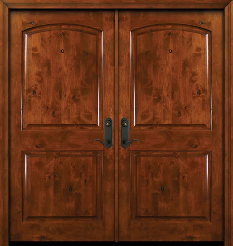 WDMA 84x80 Door (7ft by 6ft8in) Exterior Knotty Alder 42in x 80in Double Arch 2 Panel Estancia Alder Door 1