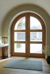 WDMA 84x84 Door (7ft by 7ft) Interior Swing Mahogany Round Top 3 Lite Transitional Home Style Exterior or Double Door 1