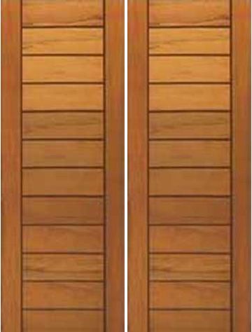 WDMA 84x96 Door (7ft by 8ft) Exterior Tropical Hardwood Contemporary Flush Panel Double Door Solid Tropical Wood 1