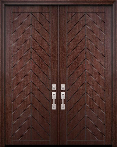 WDMA 84x96 Door (7ft by 8ft) Exterior Mahogany 42in x 96in Double Chevron Contemporary Door 1
