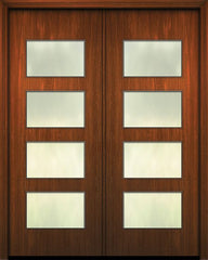 WDMA 84x96 Door (7ft by 8ft) Exterior Mahogany 42in x 96in Double Santa Monica Solid Contemporary Door w/Textured Glass 1