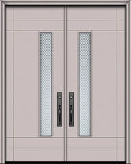WDMA 84x96 Door (7ft by 8ft) Exterior Smooth 42in x 96in Double Santa Barbara Solid Contemporary Door w/Metal Grid 1