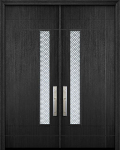 WDMA 84x96 Door (7ft by 8ft) Exterior Mahogany 42in x 96in Double Santa Barbara Solid Contemporary Door w/Metal Grid 1