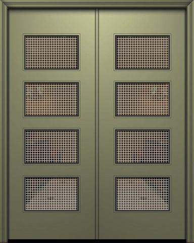 WDMA 84x96 Door (7ft by 8ft) Exterior Smooth 42in x 96in Double Santa Monica Solid Contemporary Door w/Metal Grid 1