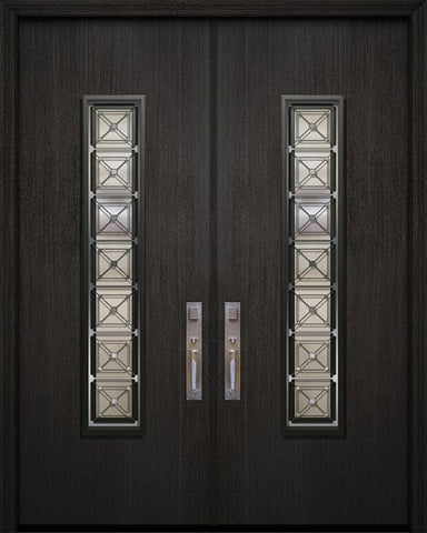 WDMA 84x96 Door (7ft by 8ft) Exterior Mahogany 42in x 96in Double Malibu Contemporary Door with Speakeasy 1