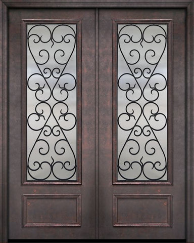 WDMA 84x96 Door (7ft by 8ft) Exterior 42in x 96in ThermaPlus Steel Palermo 1 Panel 3/4 Lite GBG Double Door 1
