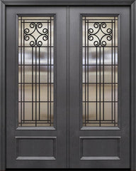 WDMA 84x96 Door (7ft by 8ft) Exterior 42in x 96in ThermaPlus Steel Novara 1 Panel 3/4 Lite GBG Double Door 1