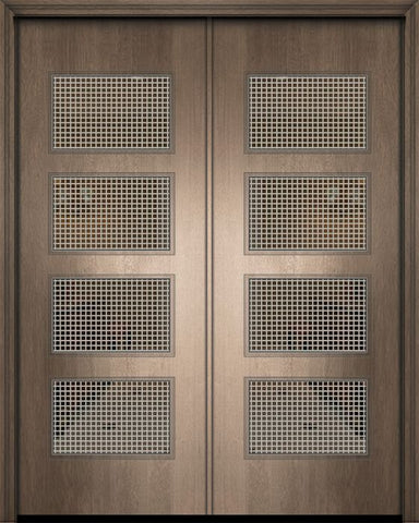 WDMA 84x96 Door (7ft by 8ft) Exterior Mahogany 42in x 96in Double Santa Monica Contemporary Door w/Metal Grid 1