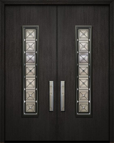 WDMA 84x96 Door (7ft by 8ft) Exterior Mahogany 42in x 96in Double Malibu Solid Contemporary Door with Speakeasy 1