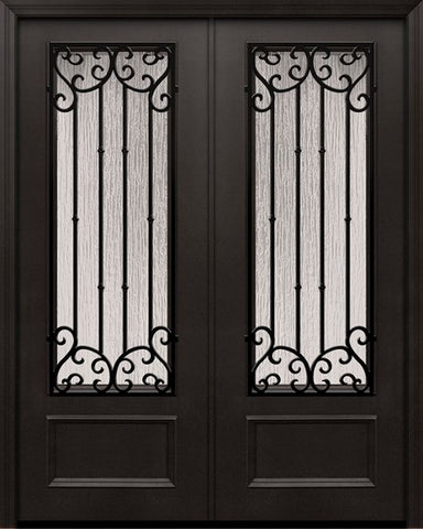 WDMA 84x96 Door (7ft by 8ft) Exterior 42in x 96in ThermaPlus Steel Valencia 1 Panel 3/4 Lite Double Door 1
