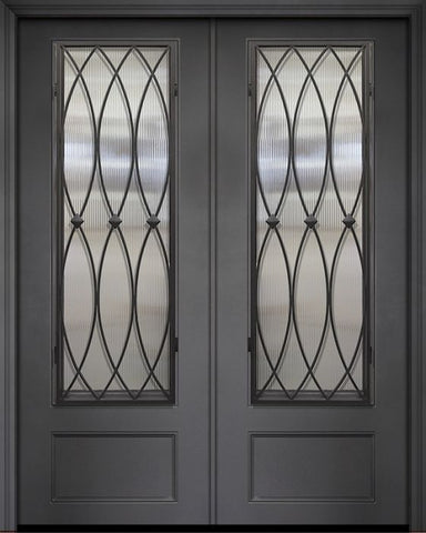 WDMA 84x96 Door (7ft by 8ft) Exterior 42in x 96in ThermaPlus Steel La Salle 1 Panel 3/4 Lite Double Door 1