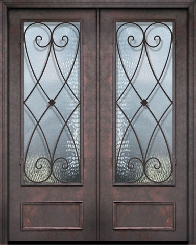 WDMA 84x96 Door (7ft by 8ft) Exterior 42in x 96in ThermaPlus Steel Charleston 1 Panel 3/4 Lite Double Door 1