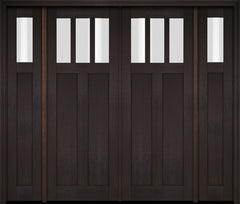 WDMA 86x80 Door (7ft2in by 6ft8in) Exterior Swing Mahogany 3 Horizontal Lite Craftsman Double Entry Door Sidelights 2