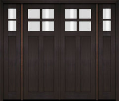 WDMA 86x80 Door (7ft2in by 6ft8in) Exterior Swing Mahogany 4 Lite Craftsman Double Entry Door Sidelights 2