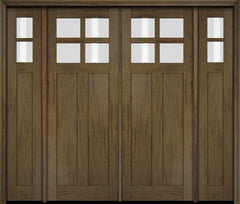 WDMA 86x80 Door (7ft2in by 6ft8in) Exterior Swing Mahogany 4 Lite Craftsman Double Entry Door Sidelights 3