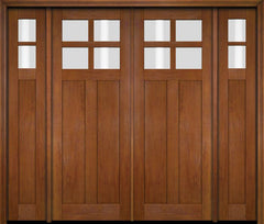 WDMA 86x80 Door (7ft2in by 6ft8in) Exterior Swing Mahogany 4 Lite Craftsman Double Entry Door Sidelights 4