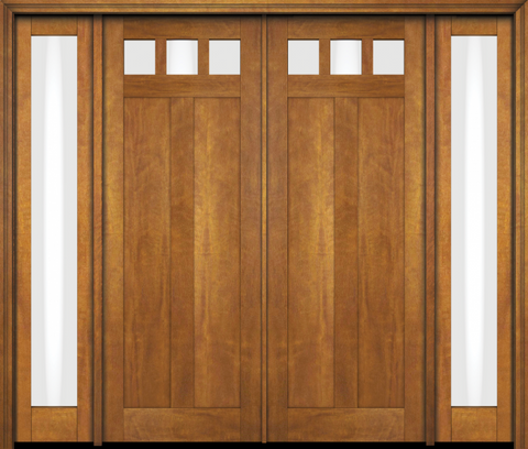 WDMA 86x80 Door (7ft2in by 6ft8in) Interior Swing Mahogany Top View Lite Craftsman 2 Panel Two Sidelight Exterior or Double Door 1