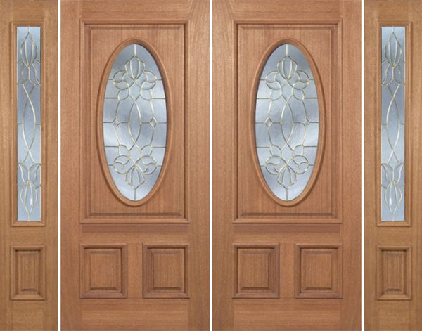 WDMA 88x80 Door (7ft4in by 6ft8in) Exterior Mahogany Maryvale Double Door/2side w/ CO Glass 1