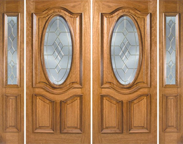 WDMA 88x80 Door (7ft4in by 6ft8in) Exterior Mahogany La Jolla Double Door/2side w/ A Glass 1