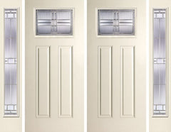 WDMA 88x80 Door (7ft4in by 6ft8in) Exterior Smooth SaratogaTM Craftsman Lite 2 Panel Star Double Door 2 Sides 1