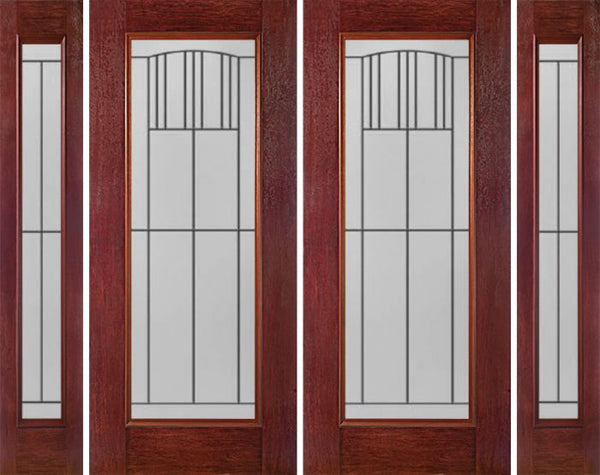 WDMA 88x80 Door (7ft4in by 6ft8in) Exterior Cherry Full Lite Double Entry Door Sidelights MI Glass 1