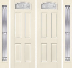 WDMA 88x96 Door (7ft4in by 8ft) Exterior Smooth SaratogaTM 8ft Camber Top Lite 4 Panel Star Double Door 2 Sides 1