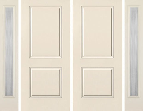 WDMA 92x80 Door (7ft8in by 6ft8in) Exterior Smooth 2 Panel Square Top Star Double Door 2 Sides Chinchilla Full Lite 1