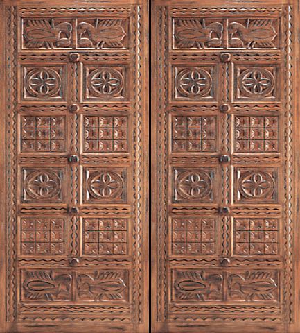 WDMA 96x120 Door (8ft by 10ft) Exterior Mahogany Indian Style Hand Carved Double Door 1