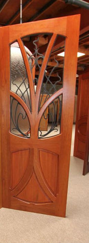 WDMA 96x120 Door (8ft by 10ft) Exterior Mahogany AN-2007-2 Tree Lite Hand Carved Art Nouveau Double Door Forged Iron 2