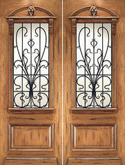 WDMA 96x120 Door (8ft by 10ft) Exterior Mahogany AN-2009-2 Hand Carved Art Nouveau Forged Iron Glass Double Door 1
