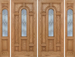 WDMA 96x80 Door (8ft by 6ft8in) Exterior Oak Carrick Double Door/2side w/ C Glass - 6ft8in Tall 1
