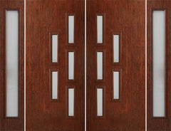 WDMA 96x80 Door (8ft by 6ft8in) Exterior Cherry Contemporary Modern 5 Lite Double Entry Door Sidelights FC553 1